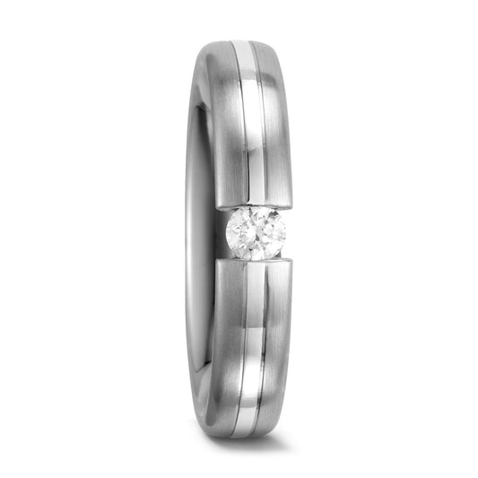 obrączka partnerska złoto białe 585/14 K Diament biały, 0.10 ct, w-si