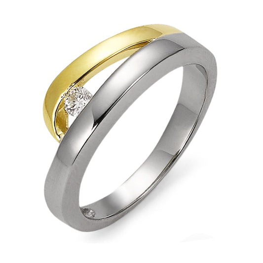 pierścionek złoto białe 750/18 K, złoto żółte 750/18 K Diament 0.08 ct, w-si