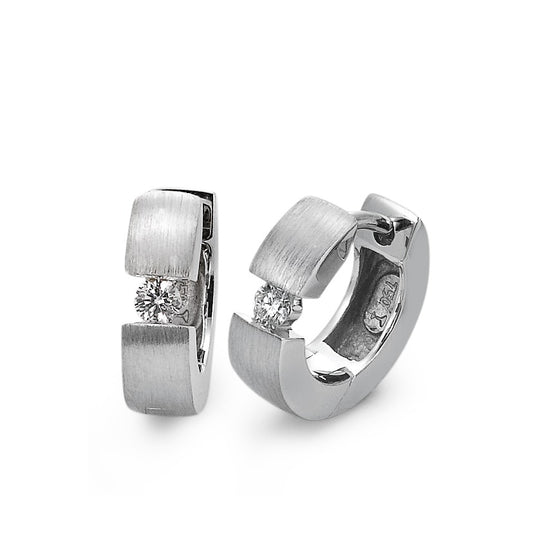 kolczyki koła zatrzaskowe złoto białe 750/18 K Diament 0.13 ct, 2 kamienie, w-si