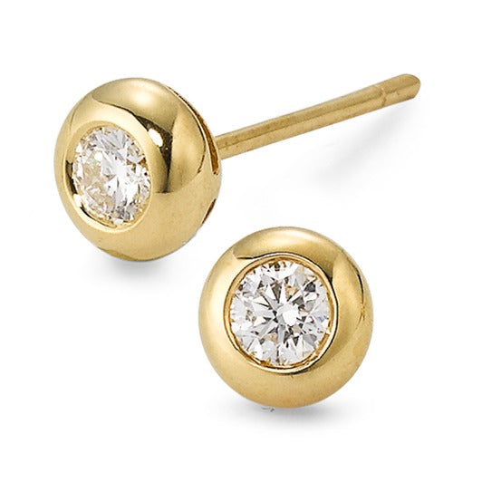 kolczyki wkrętki złoto żółte 750/18 K Diament 0.25 ct, 2 kamienie, w-si Ø5 mm