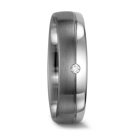 obrączka partnerska złoto białe 585/14 K, pallad 500 Diament biały, 0.015 ct, w-si