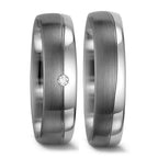 obrączka partnerska złoto białe 585/14 K, pallad 500 Diament biały, 0.015 ct, w-si