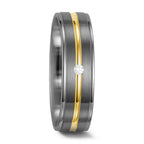 obrączka partnerska pallad 500, złoto żółte 585/14 K Diament biały, 0.025 ct, w-si