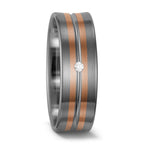 obrączka partnerska pallad 500, złoto czerwone 585/14 K Diament biały, 0.02 ct, w-si