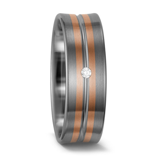 obrączka partnerska pallad 500, złoto czerwone 585/14 K Diament biały, 0.02 ct, w-si