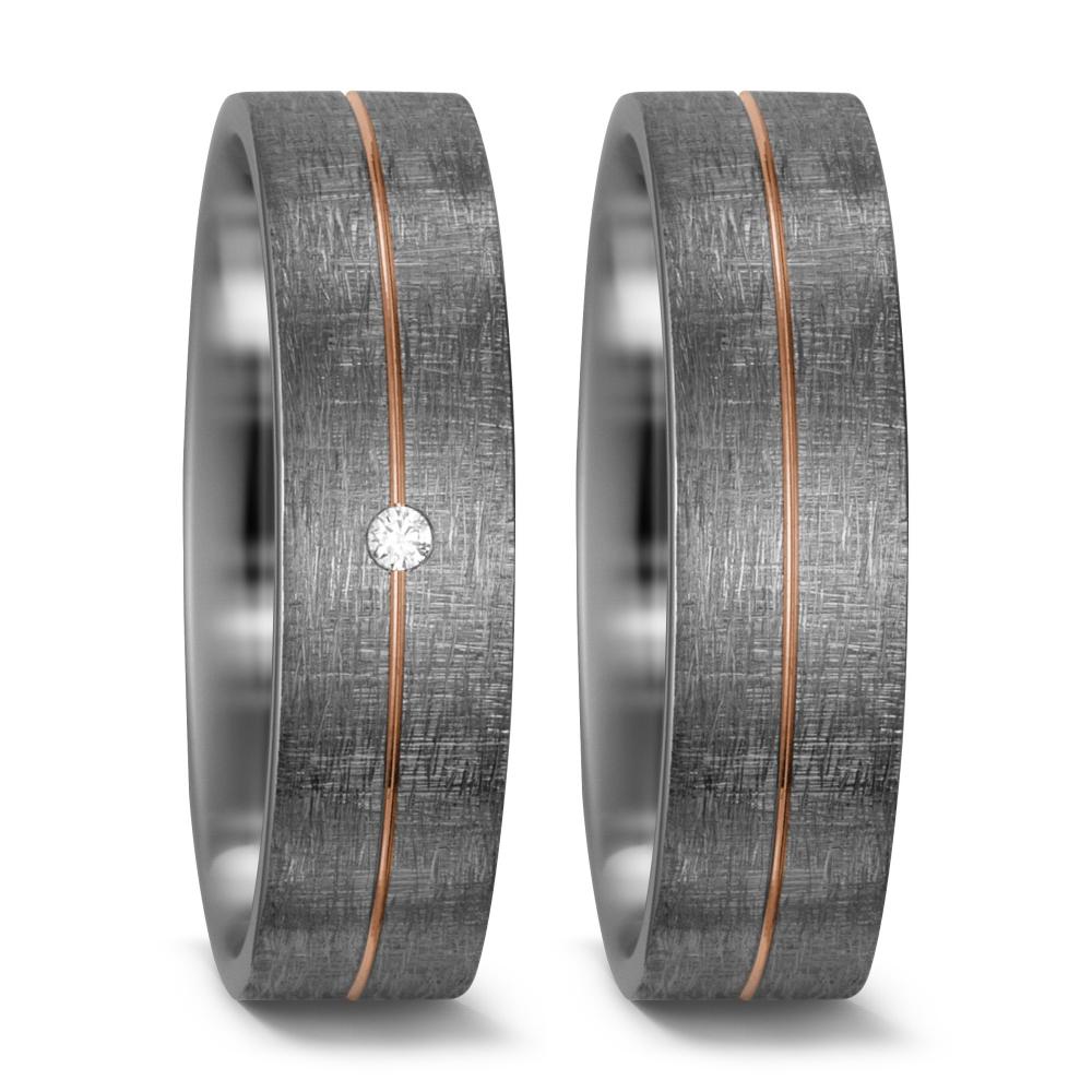 obrączka partnerska pallad 500, złoto czerwone 585/14 K Diament biały, 0.015 ct, w-si