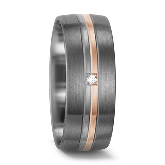 obrączka partnerska pallad 500, złoto białe 585/14 K, złoto różowe 585/14 K Diament biały, 0.015 ct, w-si