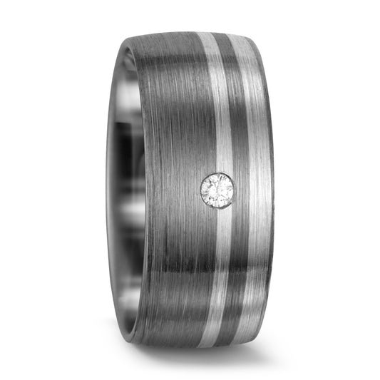 obrączka partnerska złoto białe 375/9 K, pallad 500 Diament biały, 0.03 ct, w-si