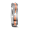 obrączka partnerska złoto białe 750/18 K, złoto czerwone 750/18 K Diament biały, 0.03 ct, tw-vsi