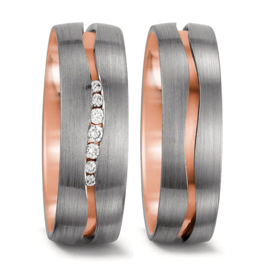 obrączka partnerska złoto czerwone 750/18 K, złoto białe 750/18 K