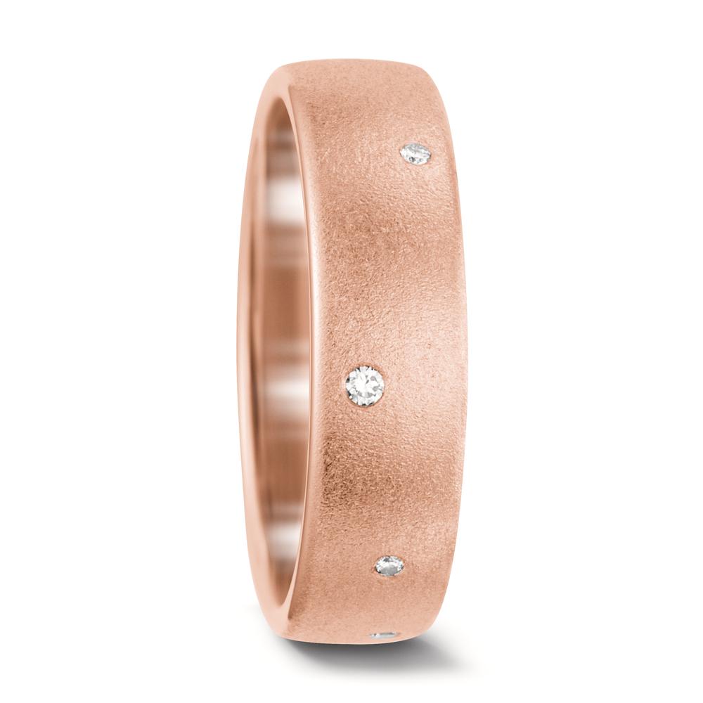 obrączka partnerska złoto różowe 750/18 K Diament biały, 0.06 ct, 8 kamienie, tw-vsi