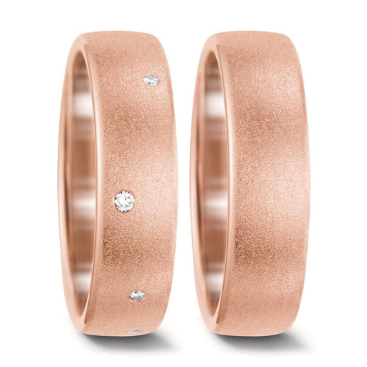 obrączka partnerska złoto różowe 750/18 K Diament biały, 0.06 ct, 8 kamienie, tw-vsi