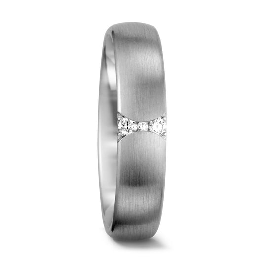 obrączka partnerska złoto białe 750/18 K Diament biały, 0.055 ct, 3 kamienie, tw-vsi