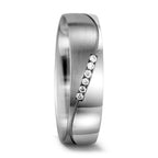 obrączka partnerska złoto białe 750/18 K Diament biały, 0.03 ct, 6 kamienie, w-si