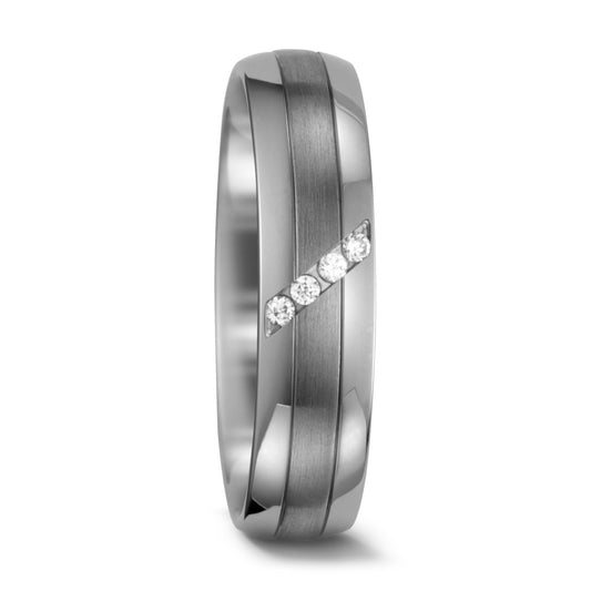 obrączka partnerska pallad 950, pallad 500 Diament biały, 0.04 ct, 4 kamienie, w-si