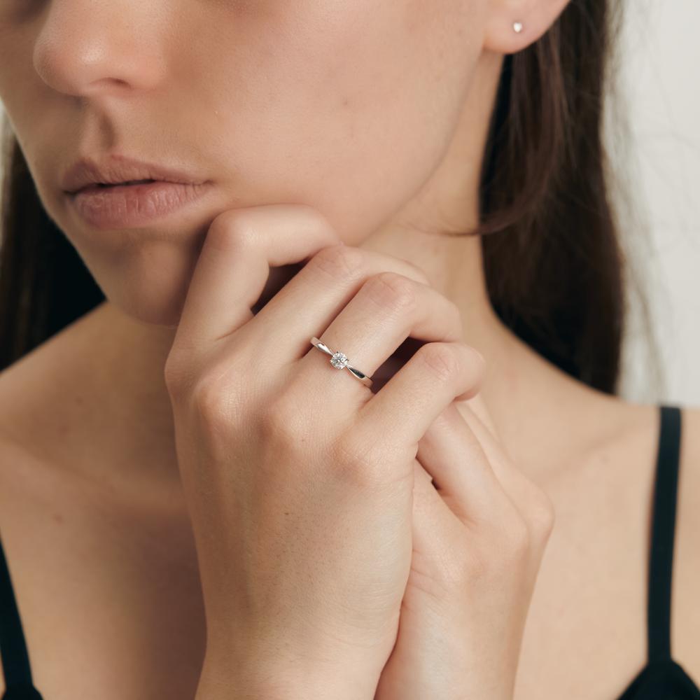 pierścionek zaręczynowy złoto białe 750/18 K Diament biały, 0.25 ct, w-si