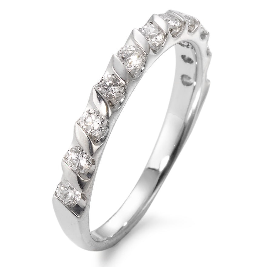 pierścionek pamięci złoto białe 750/18 K Diament biały, 0.40 ct, 11 kamienie, w-si