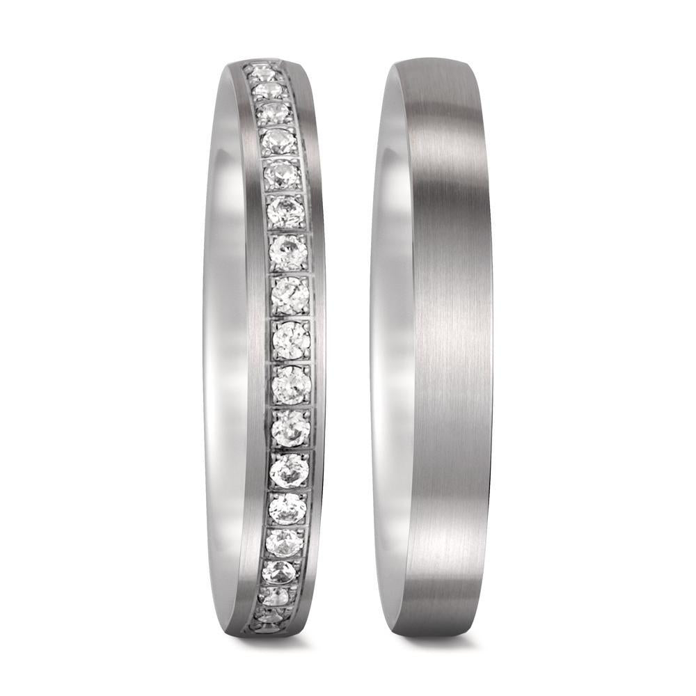 obrączka partnerska złoto białe 750/18 K Diament 0.23 ct, 23 kamienie, tw-si