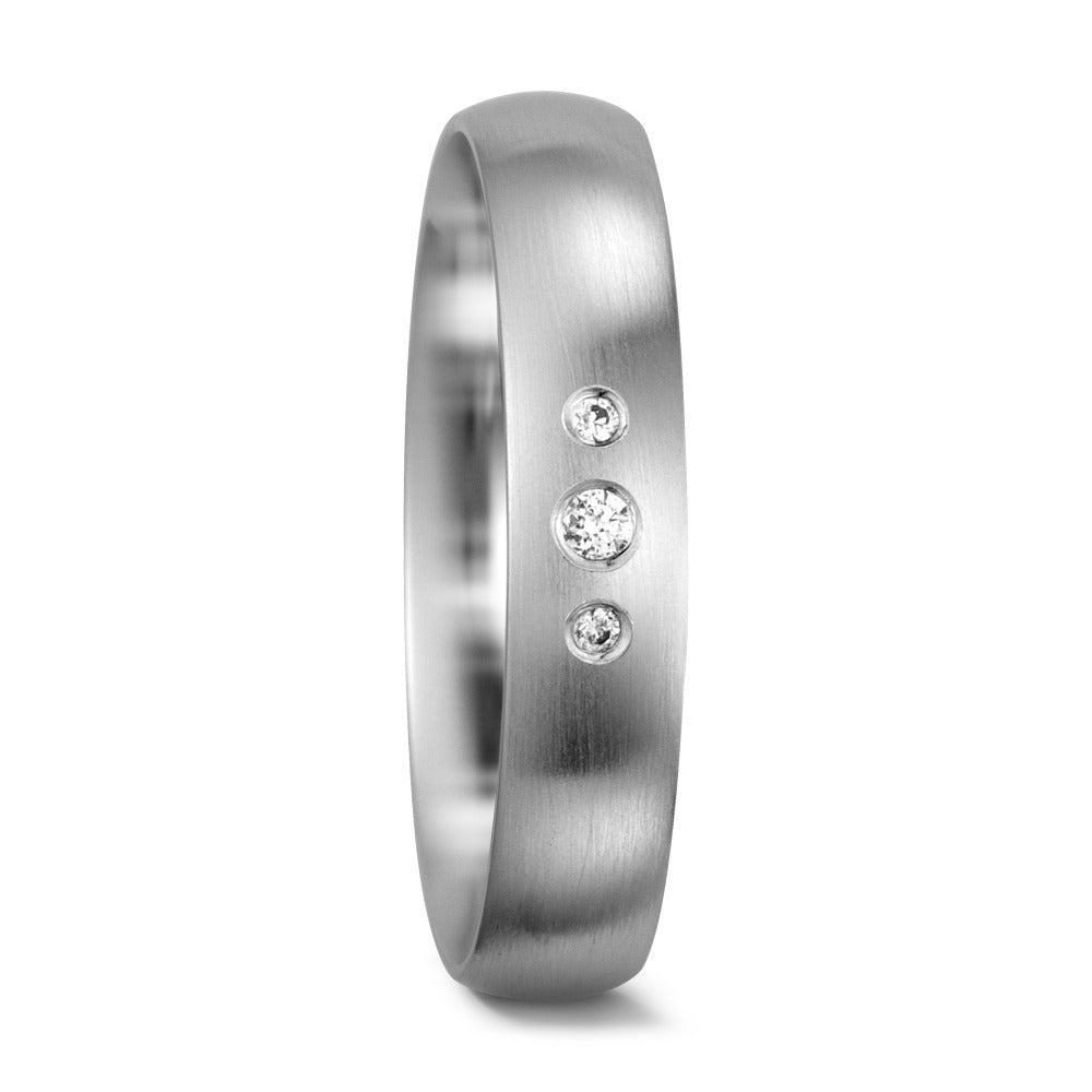 obrączka partnerska złoto białe 750/18 K Diament 0.05 ct, 3 kamienie, tw-si