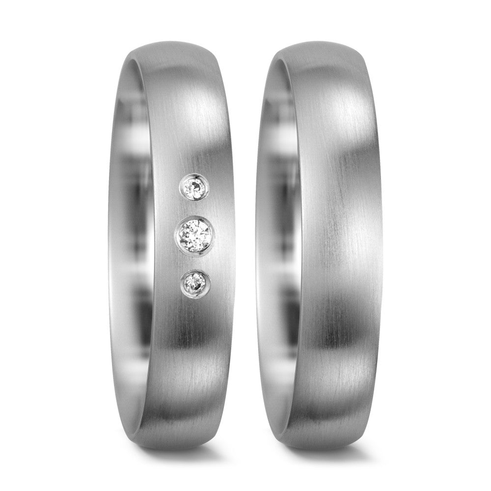 obrączka partnerska złoto białe 750/18 K Diament 0.05 ct, 3 kamienie, tw-si