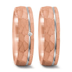 obrączka partnerska złoto różowe 750/18 K, złoto białe 750/18 K Diament 0.02 ct, tw-si