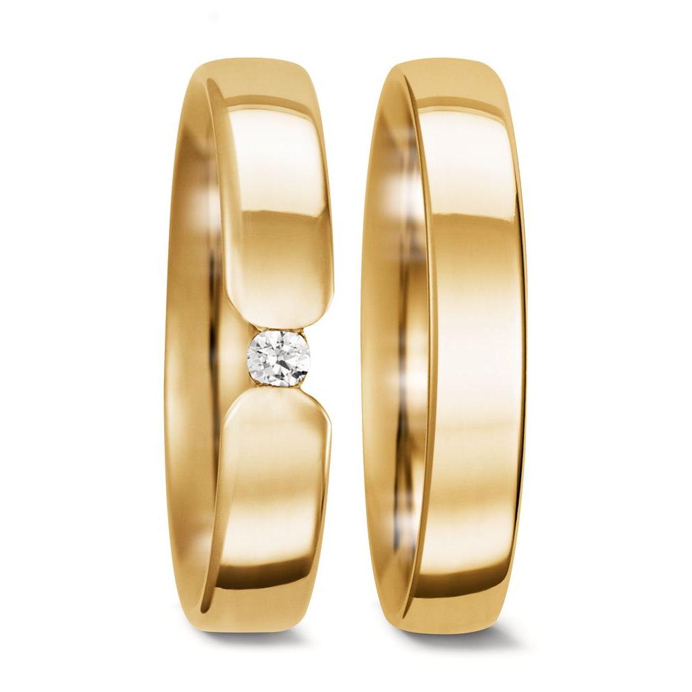 obrączka partnerska złoto żółte 750/18 K Diament 0.05 ct, tw-si
