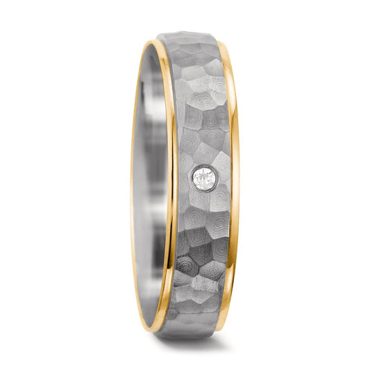 obrączka partnerska złoto białe 750/18 K, złoto żółte 750/18 K Diament 0.02 ct, tw-si