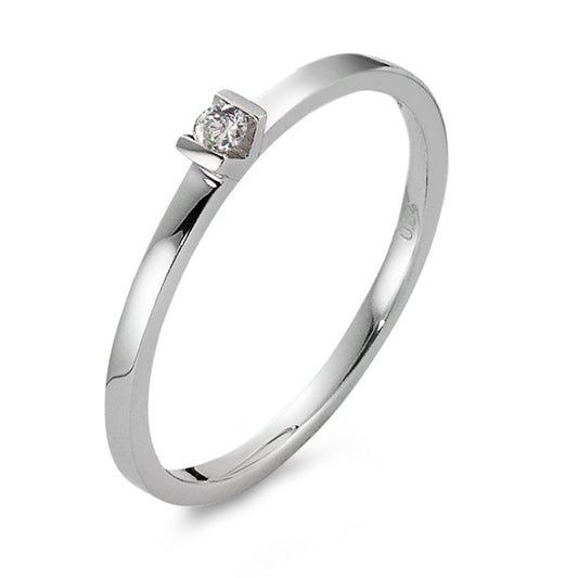 pierścionek zaręczynowy złoto białe 750/18 K Diament biały, 0.04 ct, [Brillant], w-si