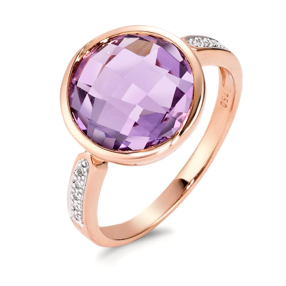 pierścionek złoto czerwone 750/18 K Ametyst fioletowy, 0.04 ct, 10 kamienie, [Brillant], w-si