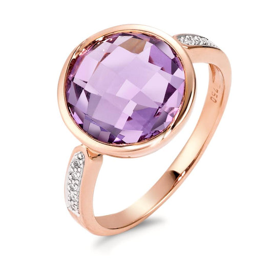 pierścionek złoto czerwone 750/18 K Ametyst fioletowy, 0.04 ct, 10 kamienie, [Brillant], w-si