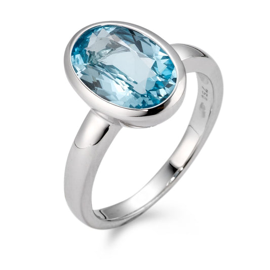 pierścionek złoto białe 750/18 K Topaz niebieski