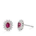 kolczyki wkrętki złoto białe 750/18 K Diament 0.22 ct, 54 kamienie, [Brillant], w-si, Rubin 2 kamienie