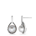 kolczyki wiszące złoto białe 750/18 K Diament czarny, 0.24 ct, 62 kamienie, [Achtkant] Perła hodowana w wodzie słodkiej biały, 2 Perły, 8.5 mm