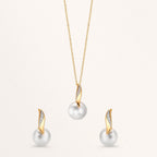 łańcuszek z wisiorkiem złoto żółte 750/18 K, złoto białe 750/18 K Diament biały, 0.01 ct, 2 kamienie, [Brillant], w-si Perła hodowana w wodzie słodkiej biały, 10 mm 40-42 cm