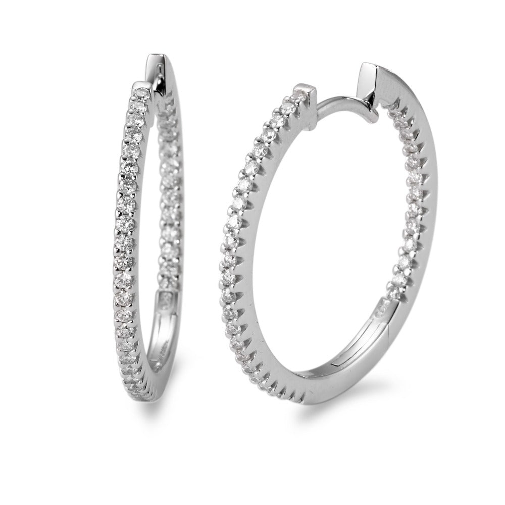 kolczyki koła zatrzaskowe złoto białe 750/18 K Diament biały, 0.50 ct, 74 kamienie, [Brillant], w-si