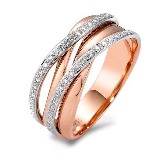 pierścionek złoto czerwone 750/18 K, złoto białe 750/18 K Diament biały, 0.18 ct, 44 kamienie, [Brillant], w-si