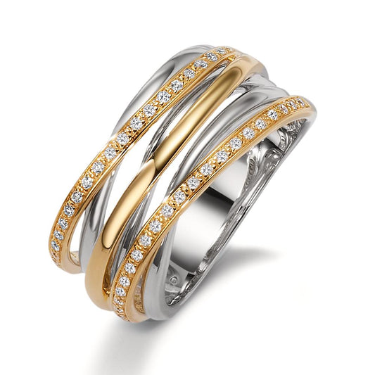 pierścionek złoto białe 750/18 K, złoto żółte 750/18 K Diament biały, 0.18 ct, 45 kamienie, [Brillant], w-si