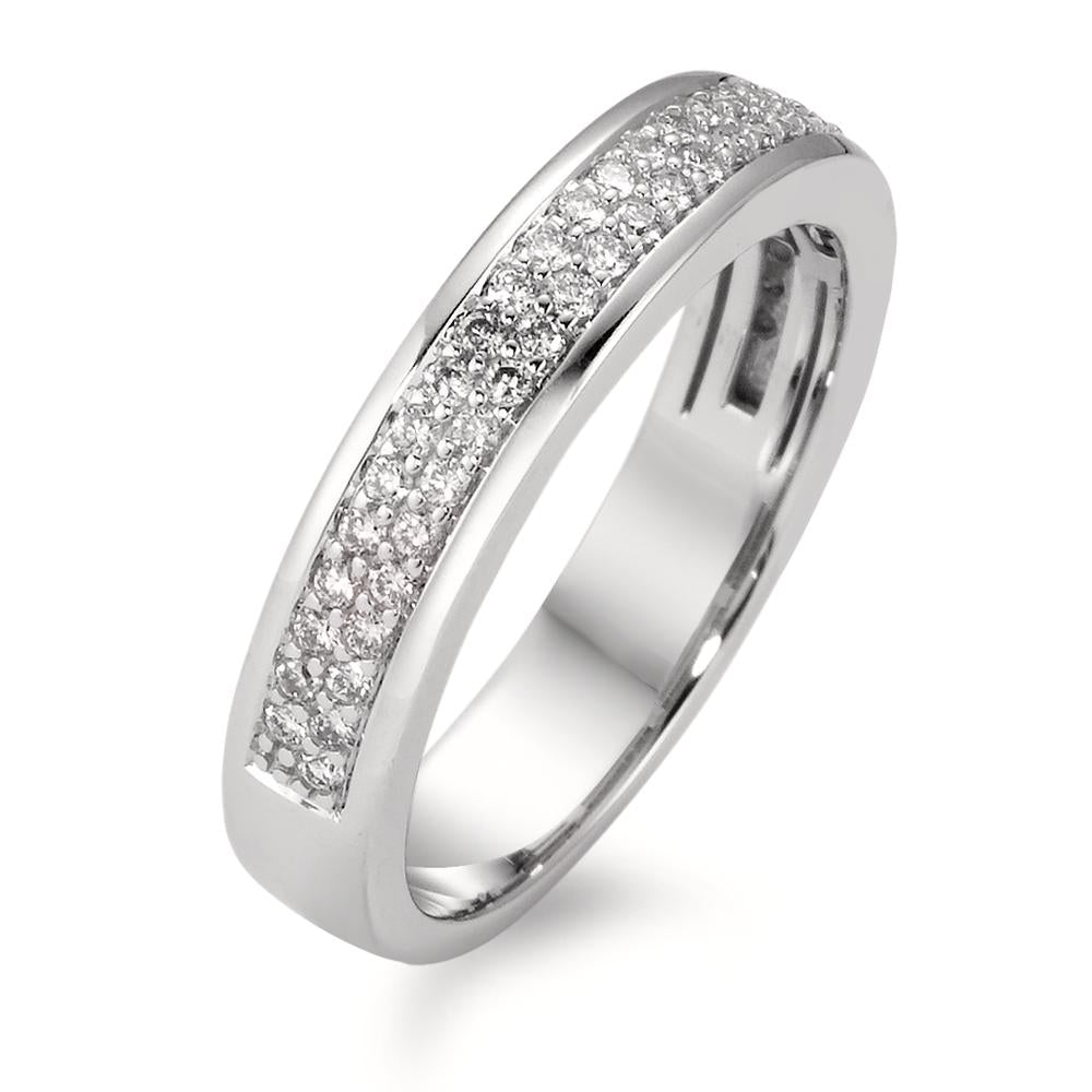 pierścionek złoto białe 750/18 K Diament biały, 0.50 ct, 50 kamienie, [Brillant], w-si