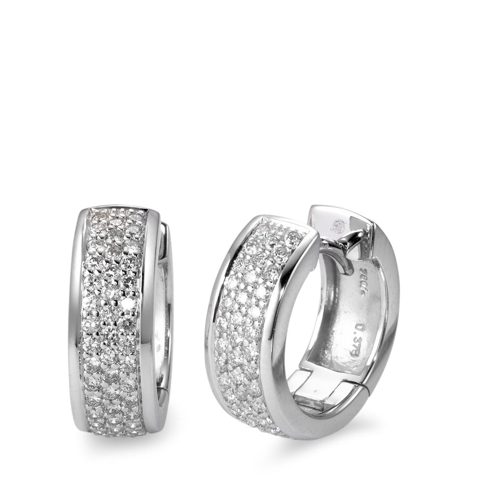 kolczyki koła zatrzaskowe złoto białe 750/18 K Diament biały, 0.75 ct, 94 kamienie, [Brillant], w-si