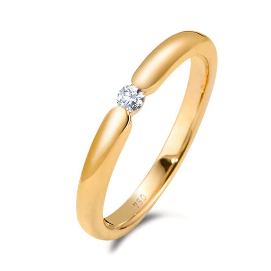 pierścionek zaręczynowy złoto żółte 750/18 K Diament biały, 0.06 ct, [Brillant], w-si