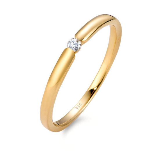 pierścionek zaręczynowy złoto żółte 750/18 K Diament biały, 0.04 ct, [Brillant], w-si