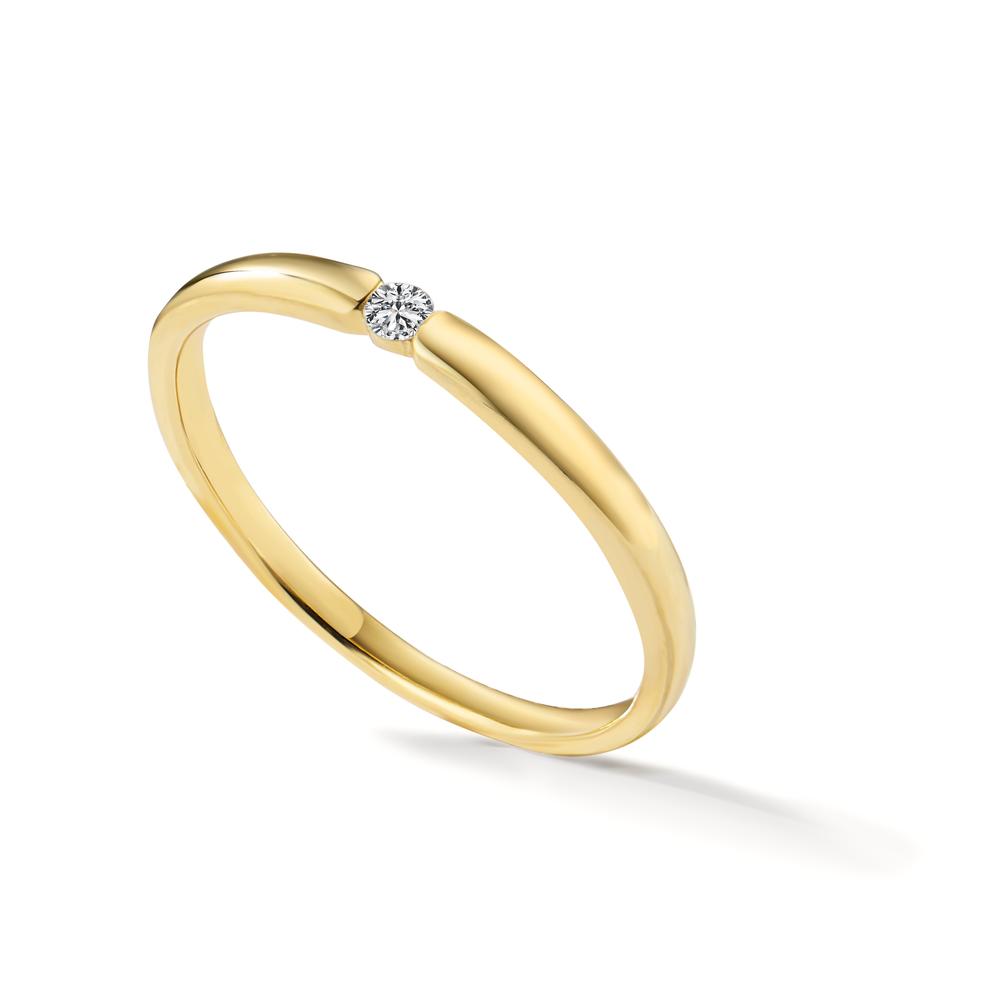 pierścionek zaręczynowy złoto żółte 750/18 K Diament biały, 0.04 ct, [Brillant], w-si