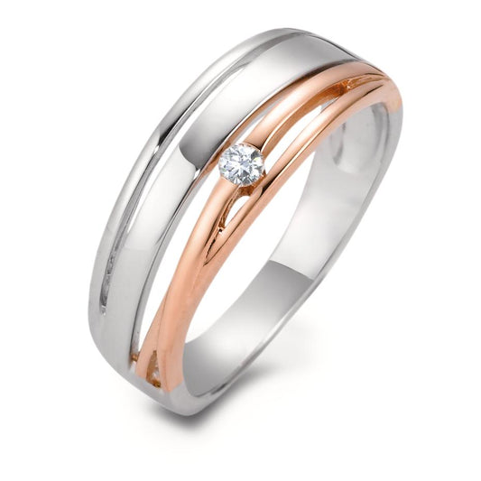 pierścionek złoto białe 750/18 K, złoto czerwone 750/18 K Diament biały, 0.05 ct, [Brillant], w-si
