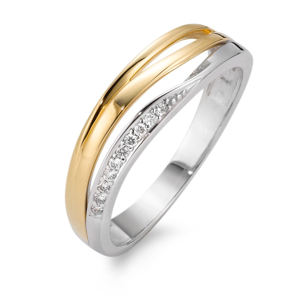 pierścionek złoto białe 750/18 K, złoto żółte 750/18 K Diament biały, 0.05 ct, 10 kamienie, [Brillant], w-si