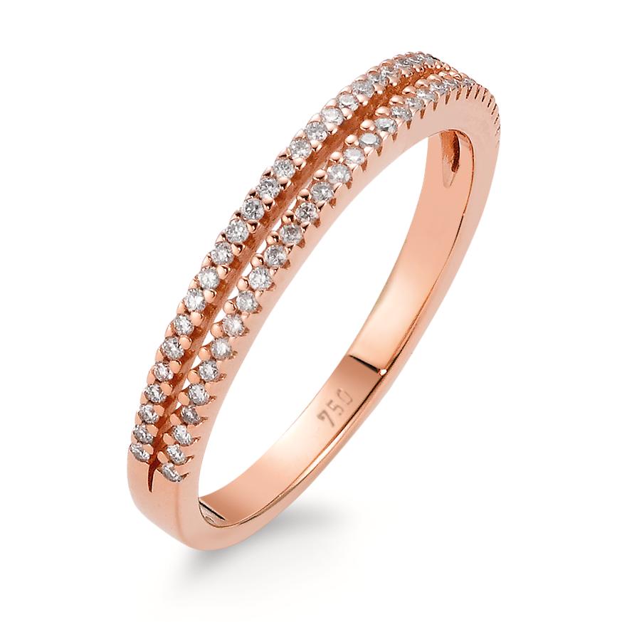 pierścionek złoto różowe 750/18 K Diament biały, 0.19 ct, 62 kamienie, [Brillant], w-si