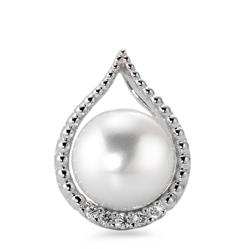 wisiorek złoto białe 750/18 K Diament biały, 0.06 ct, 5 kamienie, [Brillant], w-si Perła hodowana w wodzie słodkiej