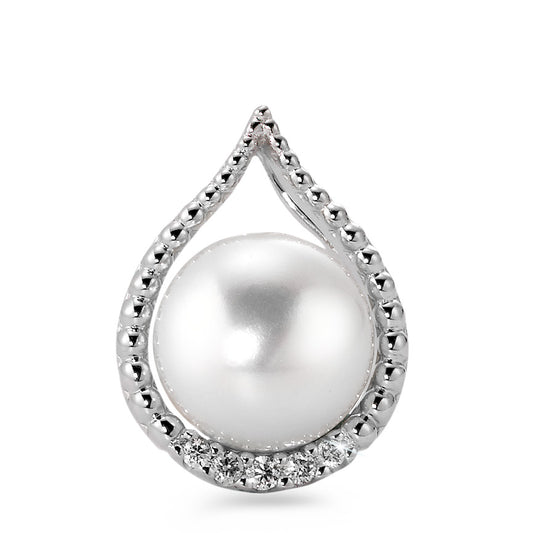 wisiorek złoto białe 750/18 K Diament biały, 0.06 ct, 5 kamienie, [Brillant], w-si Perła hodowana w wodzie słodkiej