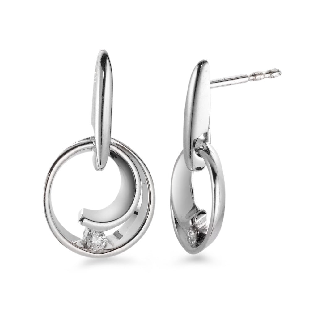 kolczyki wiszące złoto białe 750/18 K Diament biały, 0.05 ct, 2 kamienie, [Brillant], w-si