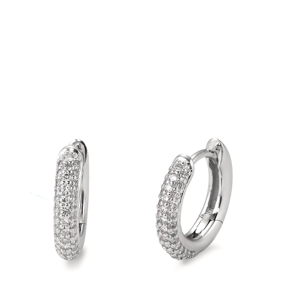 kolczyki koła zatrzaskowe złoto białe 750/18 K Diament biały, 0.25 ct, 74 kamienie, [Brillant], tw-vsi