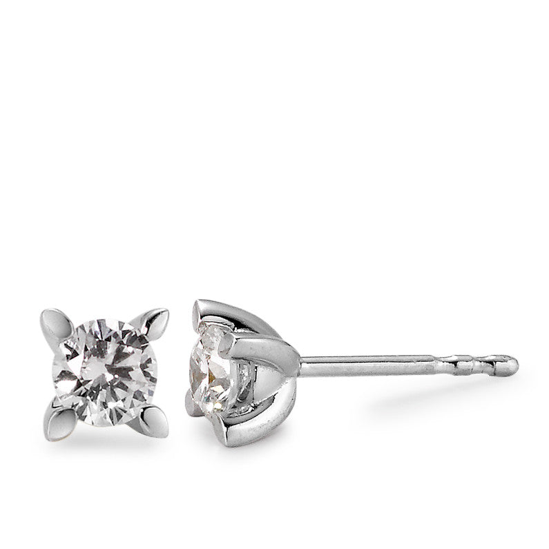 kolczyki wkrętki złoto białe 750/18 K Diament biały, 0.50 ct, 2 kamienie, [Brillant], w-si Ø5 mm